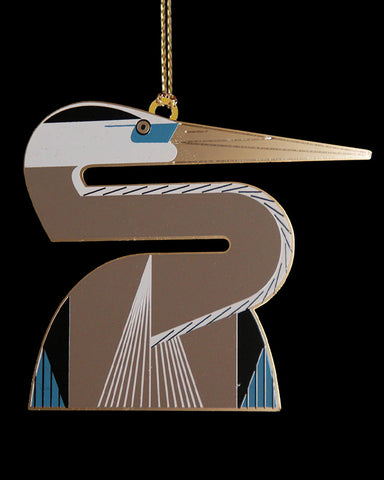 Charley Harper Brass Heron Ornament Adornment