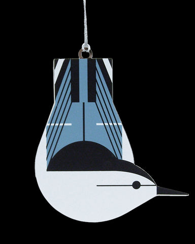Charley Harper Brass White-Breasted Nuthatch Ornament Adornment