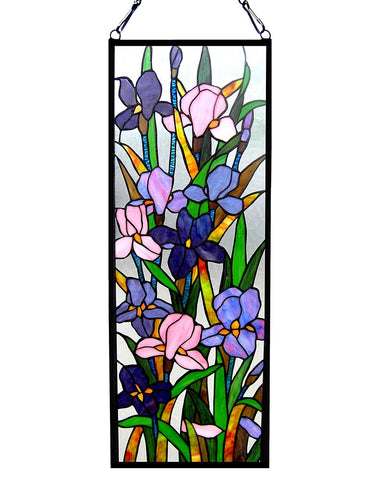 Arts & Crafts Iris Stained Glass Panel