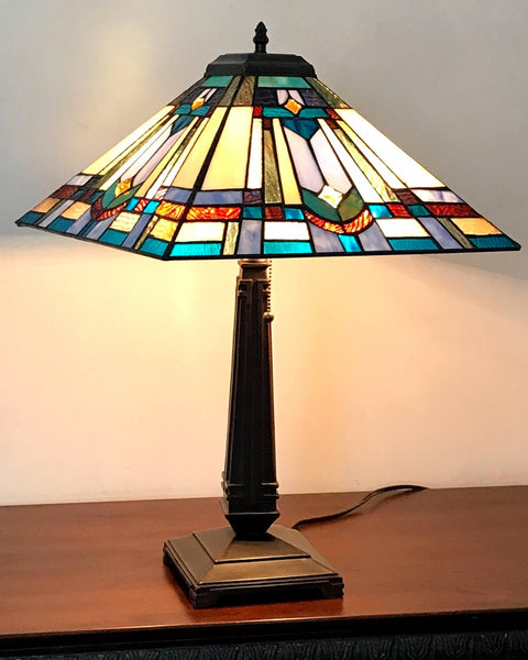 Arts Crafts Irwin Stained Glass Table Lamp ArchitectGiftsPlus