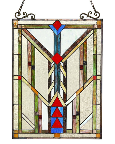 Arts & Crafts Mission Chevron Stained Glass Panel
