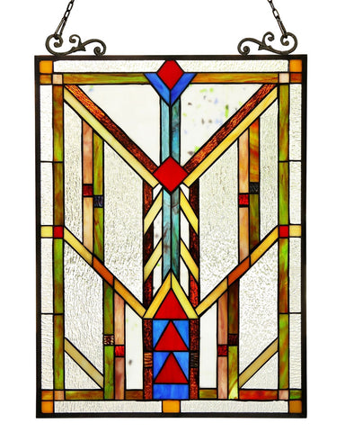 Arts & Crafts Mission Chevron Stained Glass Panel