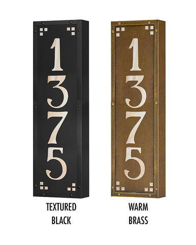 Craftsman Vertical Illuminated Solid Brass House Numbers Plaque (4 digits)