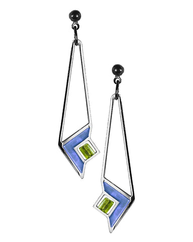 Frank Lloyd Wright Art Glass Blue Enamel Earrings