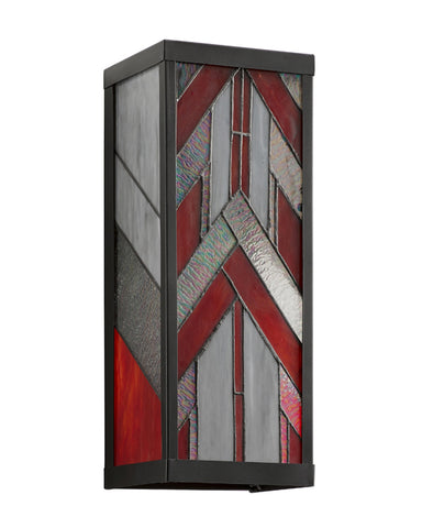 Vertical Mission Craftsman Stained Glass Wall Sconce - Gideon