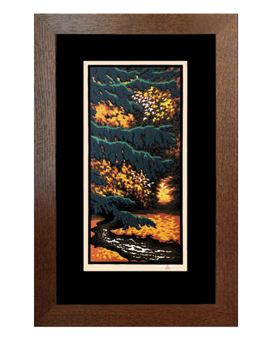 Laura Wilder Autumn Glow Matted Framed Block Print