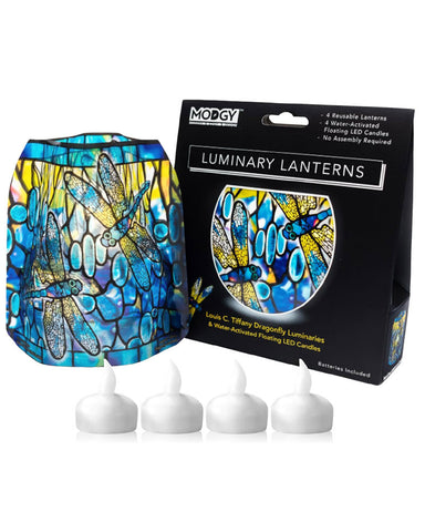 Modgy Louis C. Tiffany Dragonfly Luminaries - Set of Four