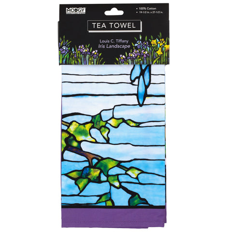 Louis C. Tiffany Iris Landscape Tea Towel