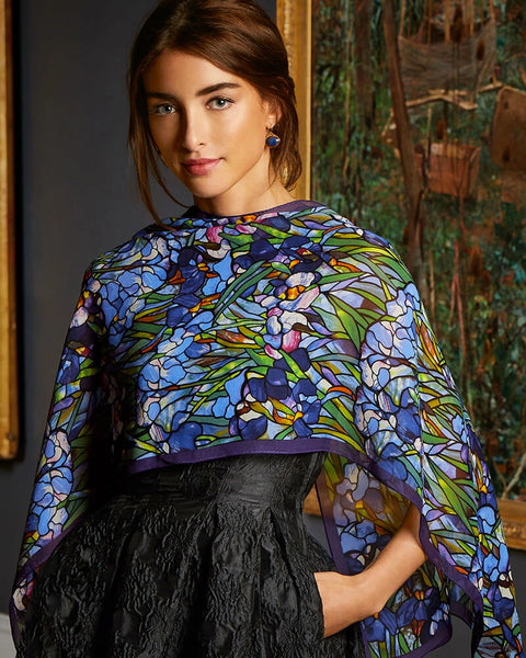 Met Museum Louis C. Tiffany Iris Crepe de Chine Silk Scarf
