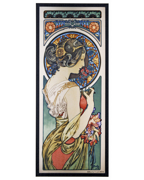 Alphonse Mucha - Primrose, 1899 Art Glass Panel | ArchitectGiftsPlus