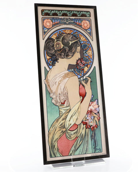 Alphonse Mucha - Primrose, 1899 Art Glass Panel | ArchitectGiftsPlus