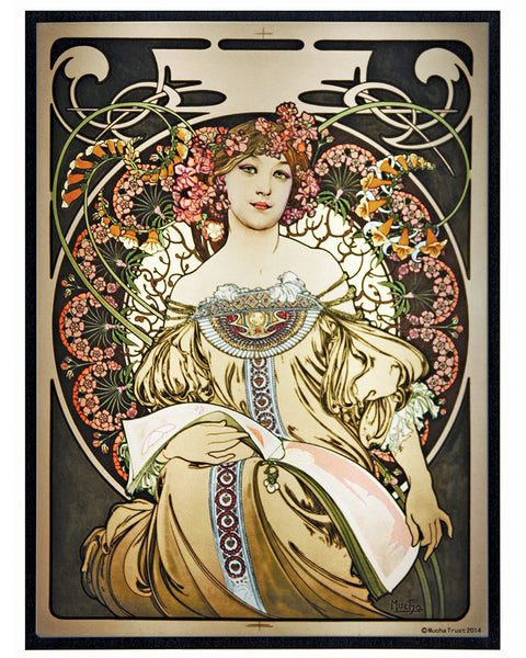 Alphonse Mucha - Reverie, 1897 Art Glass Panel | ArchitectGiftsPlus