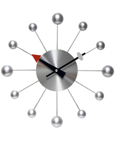 Orb Spoke Mid-Century Modern Wall Clock - Silver
