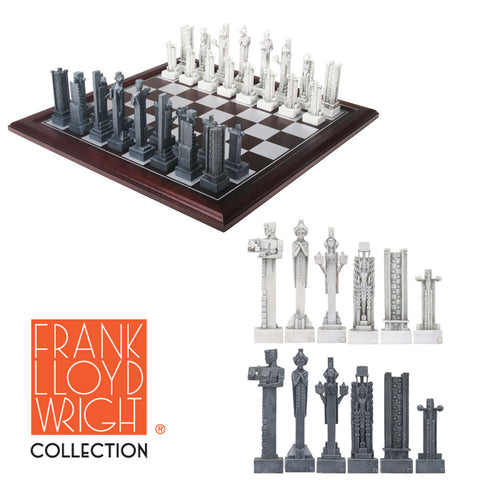 Frank Lloyd Wright Midway Gardens Chess Set with Chess Board