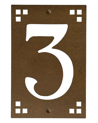 Framed Solid Brass Prairie House Numbers