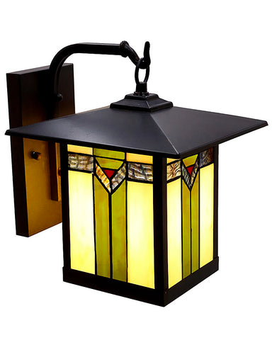 Mission Craftsman Stained Glass Wall Sconce - 97 Angled