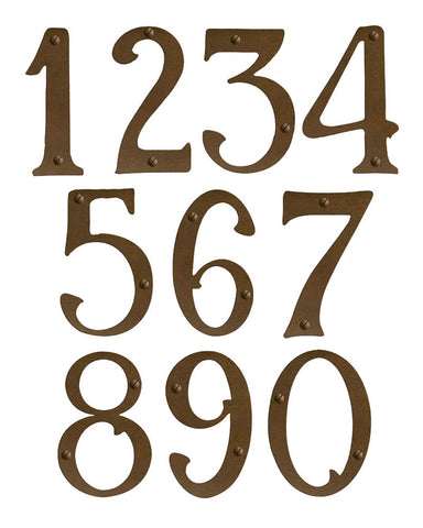 Pasadena Solid Brass House Numbers - 5" Warm Brass Flat