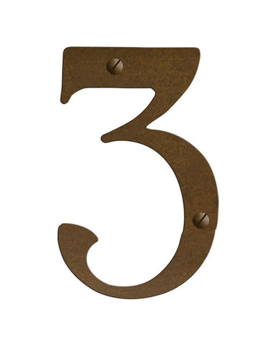 Pasadena Solid Brass House Numbers - 5" Warm Brass Flat Single