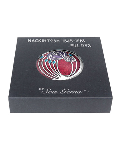 Charles Rennie Mackintosh Rose and Buds Pill Box - Red Boxed