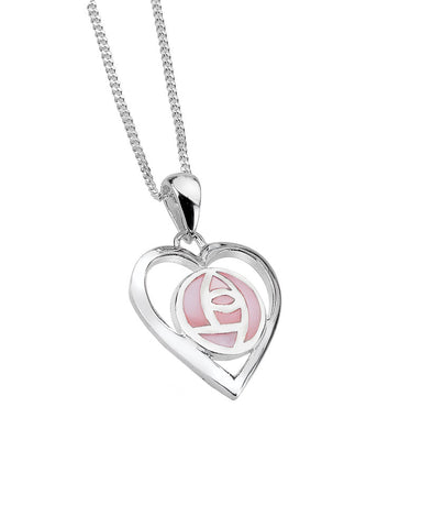 Charles Rennie Mackintosh Heart and Rose Silver Pendant