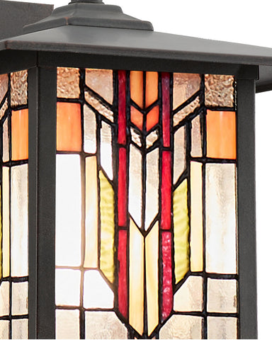Mission Craftsman Stained Glass Wall Sconce Edward Closeup