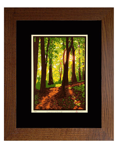 Laura Wilder Summer Woods III Limited Edition Framed Matted Block Print Black