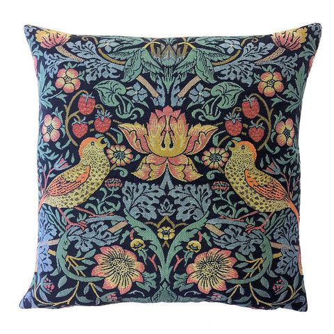 William Morris Strawberry Thief Belgian Tapestry Pillow - Facing In