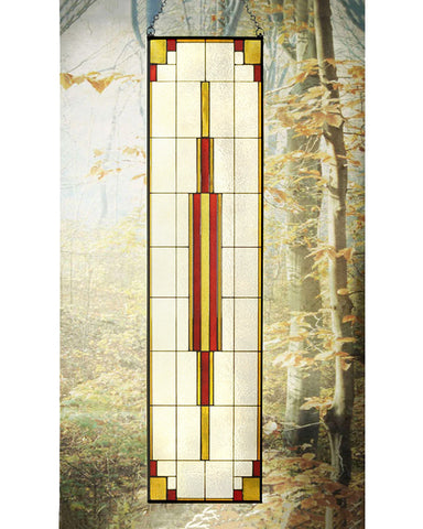 Arts and Crafts 42" Tall Prairie Window Art Glass Panel 12
