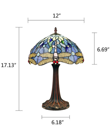 Arts & Crafts Dragonfly Stained Glass Accent Table Lamp