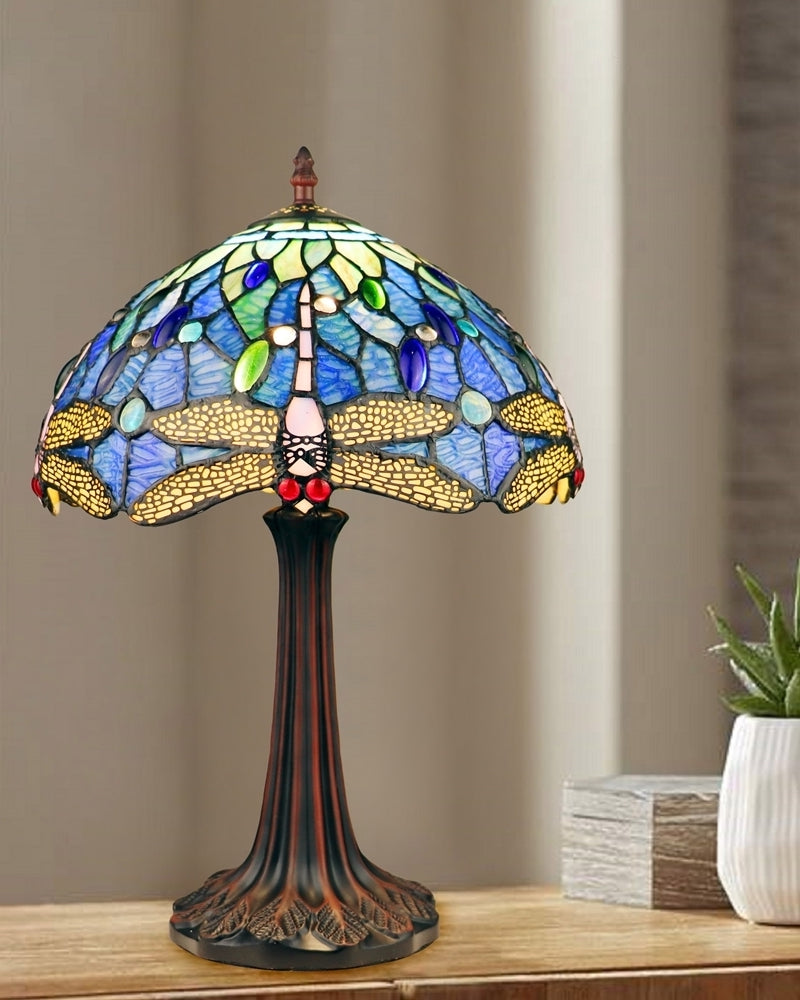 Arts Crafts Dragonfly Stained Glass Accent Table Lamp ArchitectGiftsPlus
