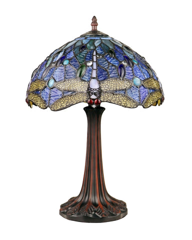 Arts & Crafts Dragonfly Stained Glass Table Lamp