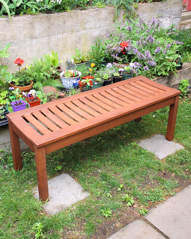 Backless Wood Garden Bench - 4 Ft