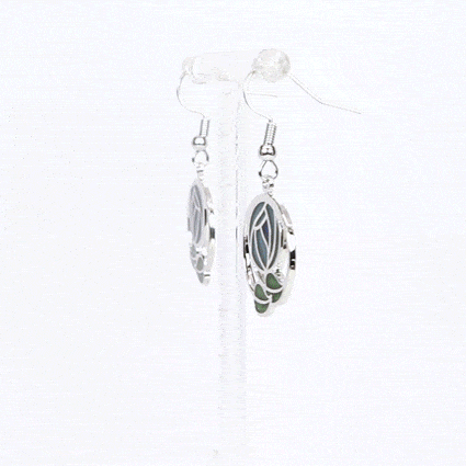 Charles Rennie Mackintosh Rose and Coiled Leaves Earrings Blue 360