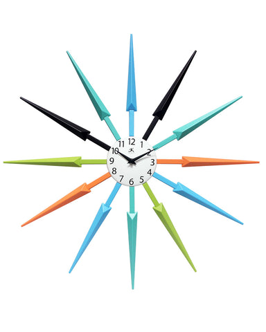 Starburst Mid-Century Modern Wall Clock - Multicolor