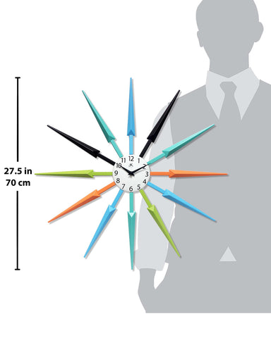 Starburst Mid-Century Modern Wall Clock - Multicolor