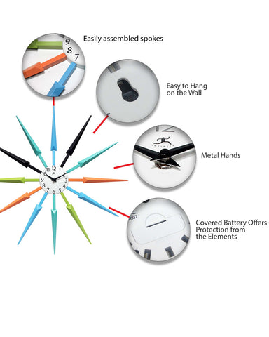 Starburst Mid-Century Modern Wall Clock - Multicolor