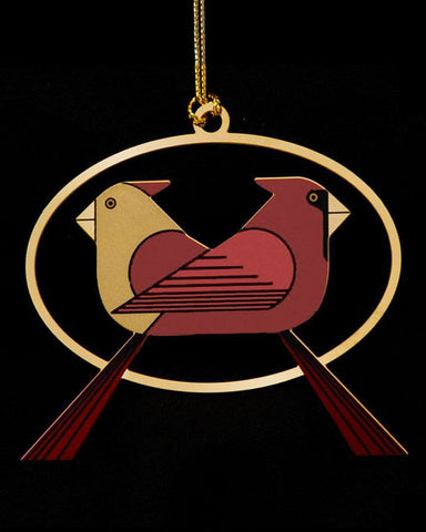 Charley Harper Brass Cardinals Consorting Ornament Adornment