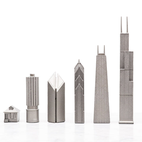 Chicago Skyline Chess Set - Stainless Steel