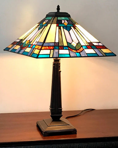 Arts & Crafts Irwin Stained Glass Table Lamp