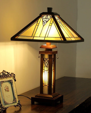 Arts & Crafts Zella Stained Glass Table Lamp