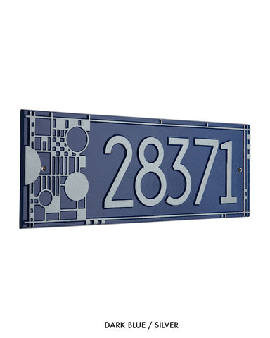 Frank Lloyd Wright Coonley House Number Plaque Dark Blue / Silver
