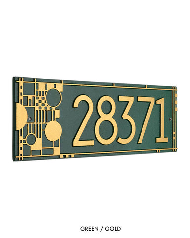 Frank Lloyd Wright Coonley House Number Plaque Green / Gold
