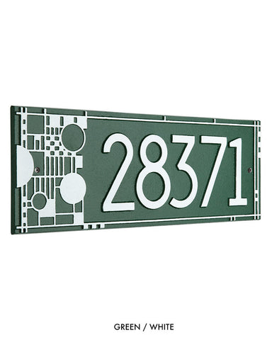 Frank Lloyd Wright Coonley House Number Plaque Green / White