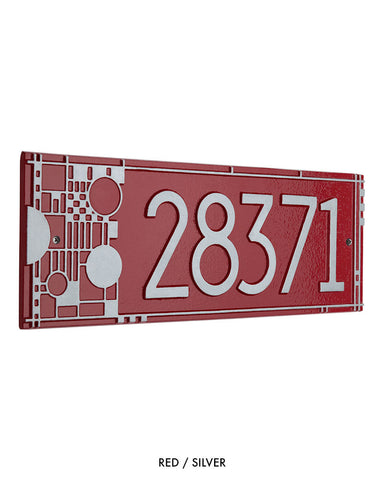 Frank Lloyd Wright Coonley House Number Plaque Red / Silver