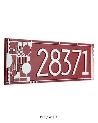 Frank Lloyd Wright Coonley House Number Plaque Red / White