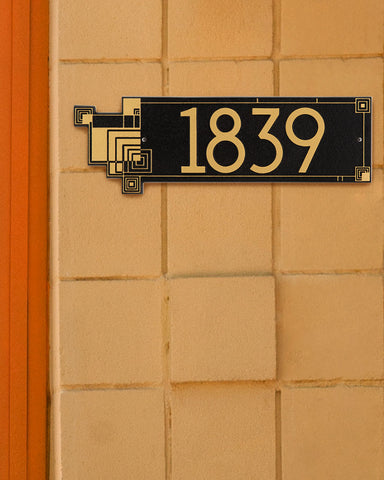Frank Lloyd Wright Cube Abstractions House Address Plaque Style Shot Black / Gold