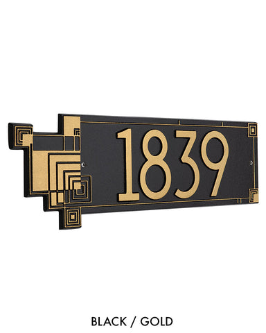 Frank Lloyd Wright Cube Abstractions House Address Plaque Black / Gold