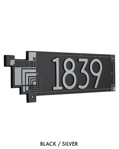 Frank Lloyd Wright Cube Abstractions House Address Plaque Black / Silver