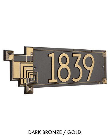 Frank Lloyd Wright Cube Abstractions House Address Plaque Dark Bronze / Gold
