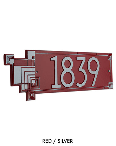 Frank Lloyd Wright Cube Abstractions House Address Plaque Red / Silver